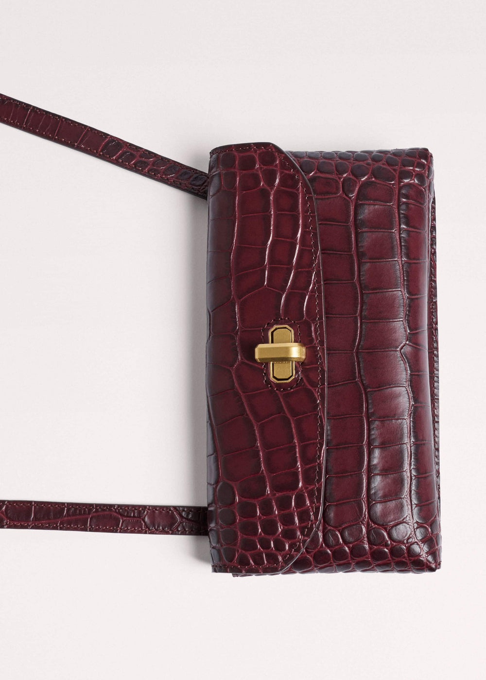 Red Red Leather Croc Print Small Pouch