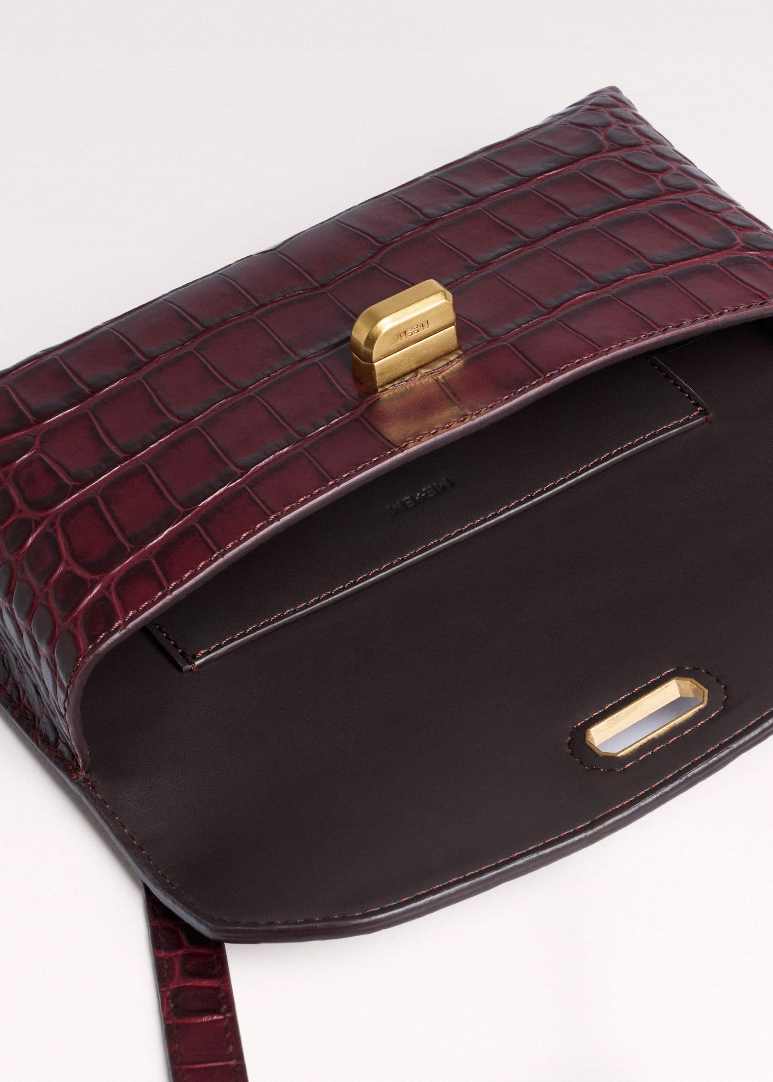 Red Red Leather Croc Print Small Pouch