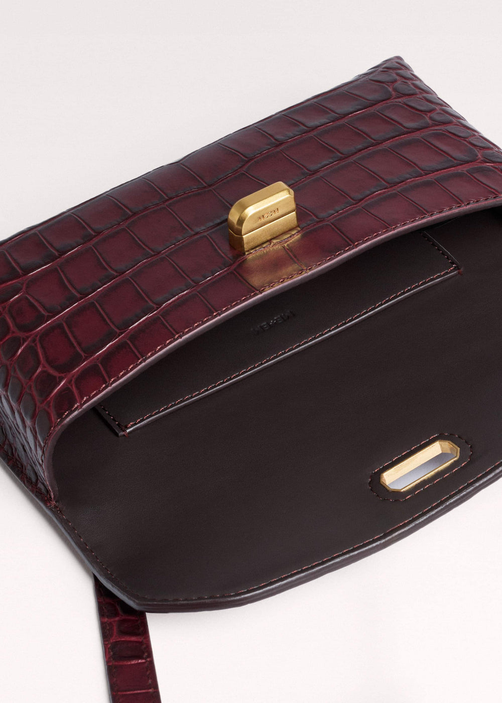 Red Red Leather Croc Print Small Pouch