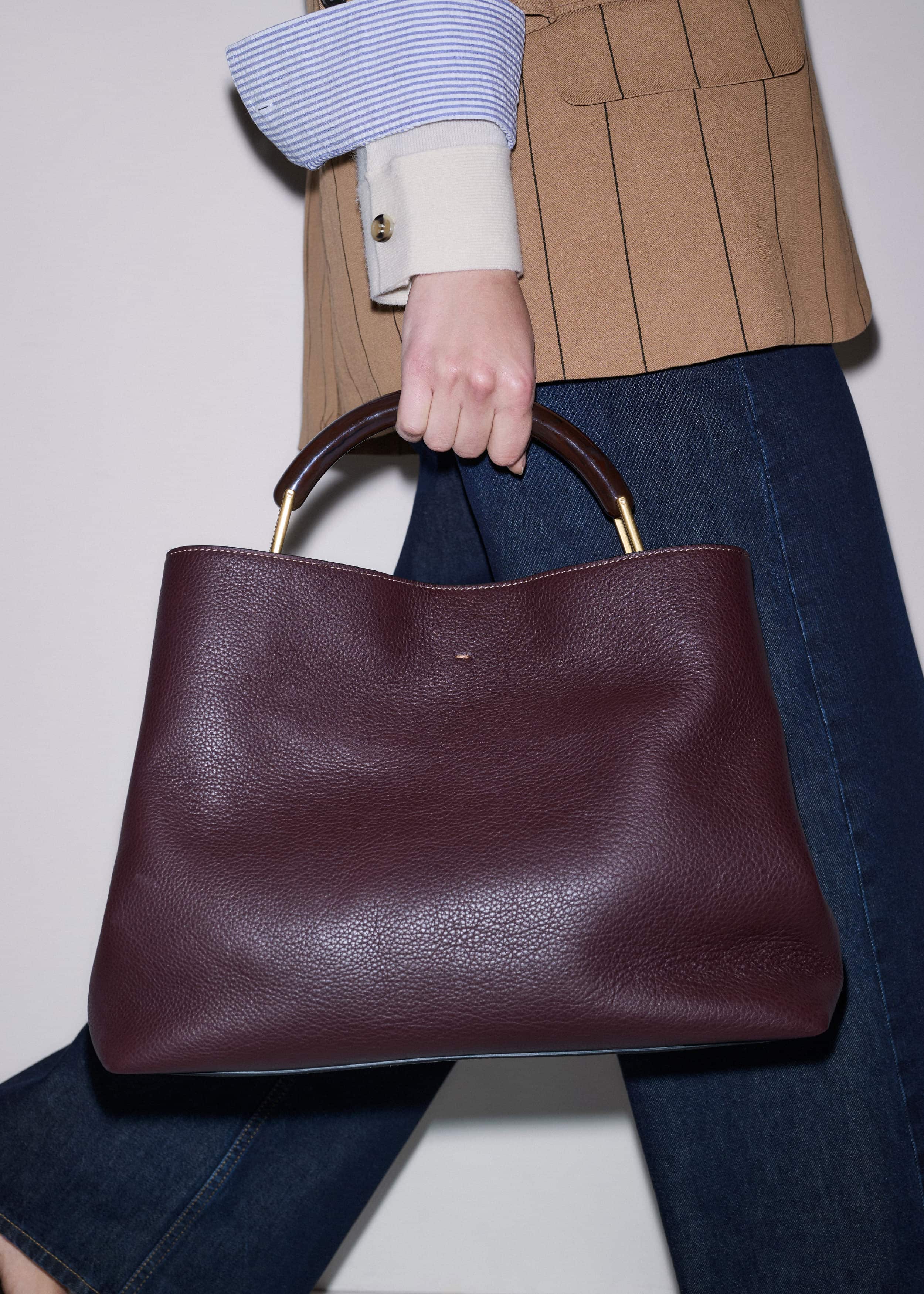 Red Leather Soft Constructed Day Bag