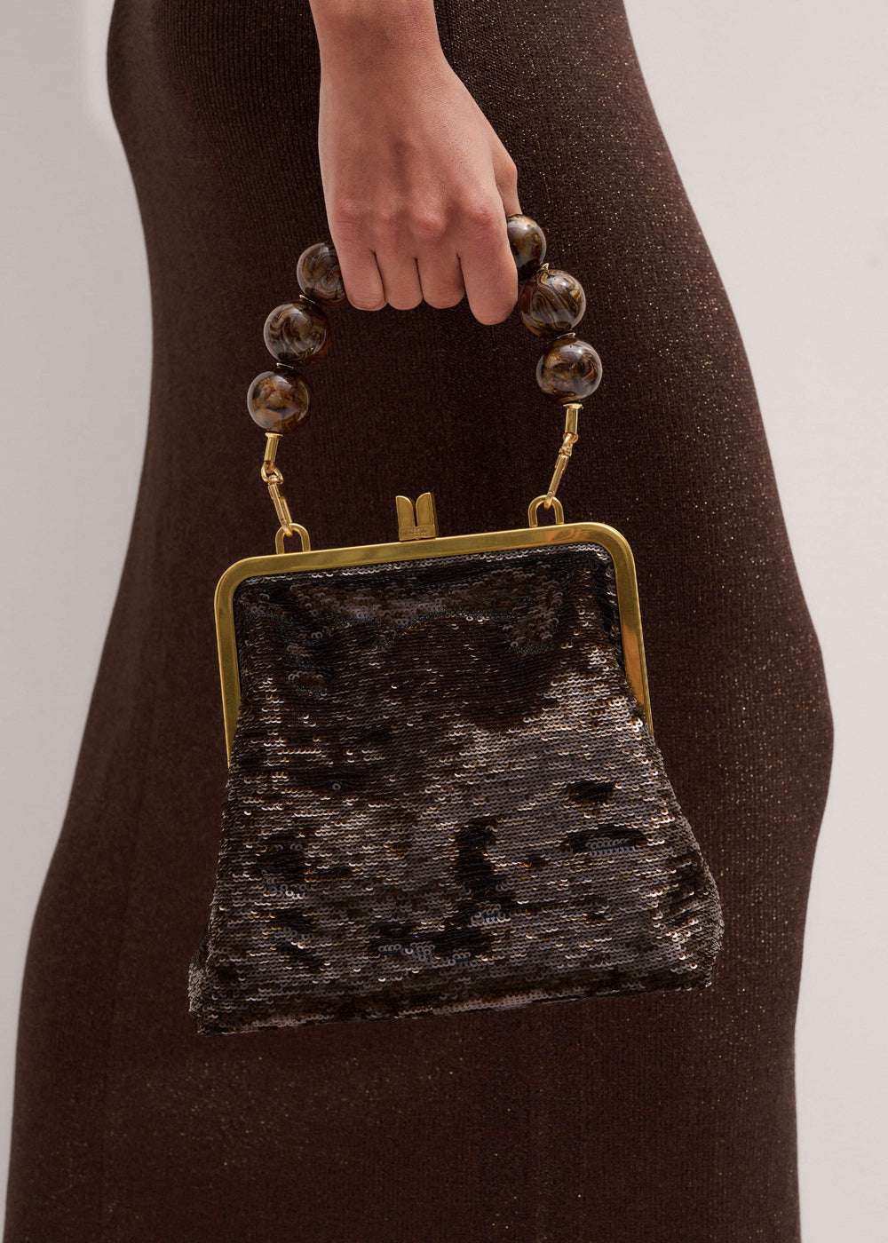 Brown Sequin Evening Bag