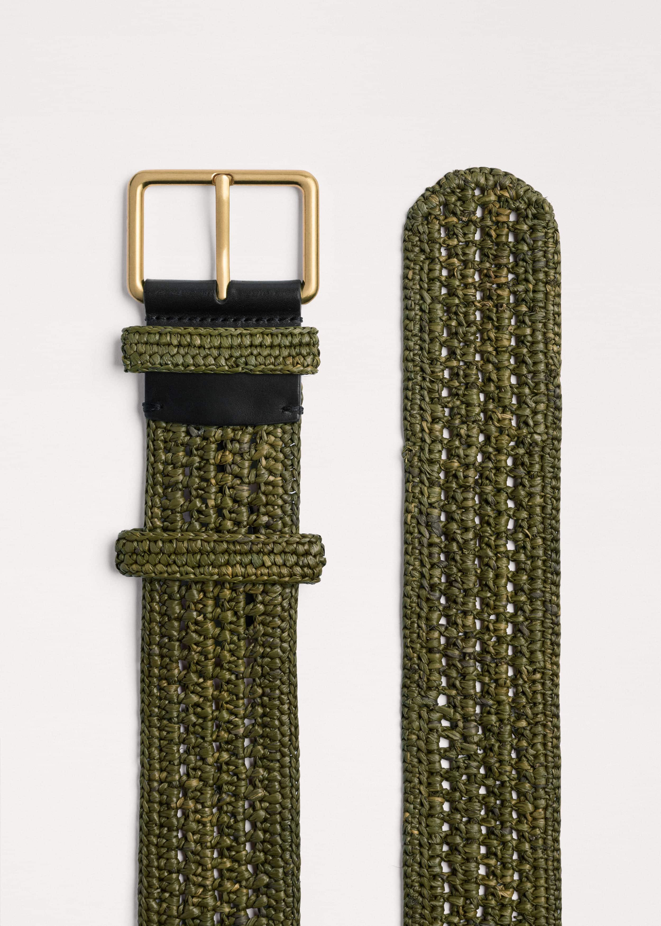Olive Green Raffia Wide Summer Belt