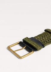 Olive Green Raffia Wide Summer Belt