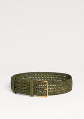 Olive Green Raffia Wide Summer Belt