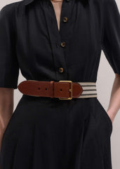 Cream Wide Elastic Belt