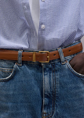 Dark Brown Buttercream Reversible Belt