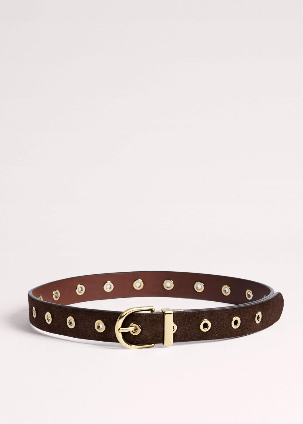 Brown Eyelet Reversible Belt