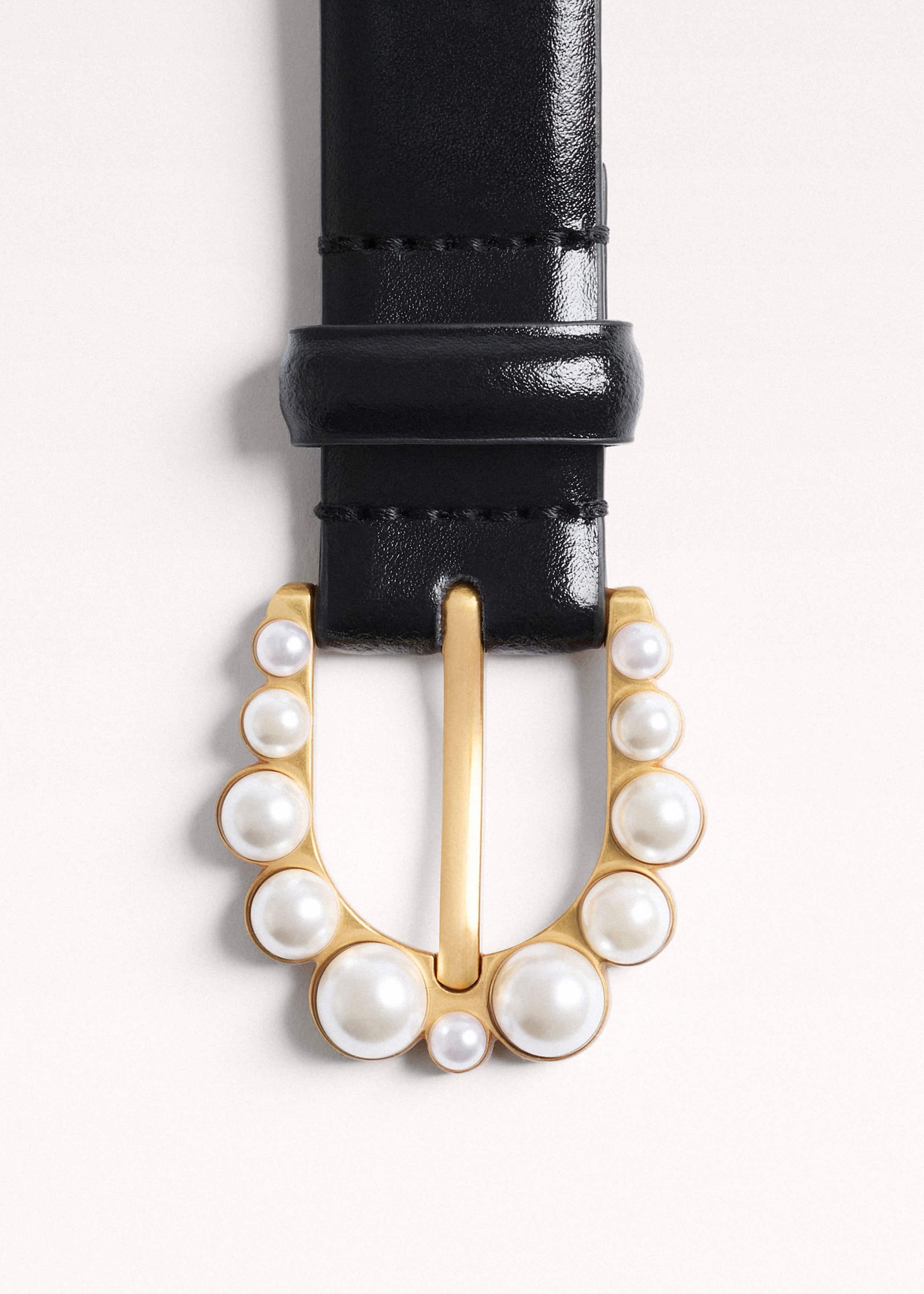 Black Faux Pearl Buckle Belt