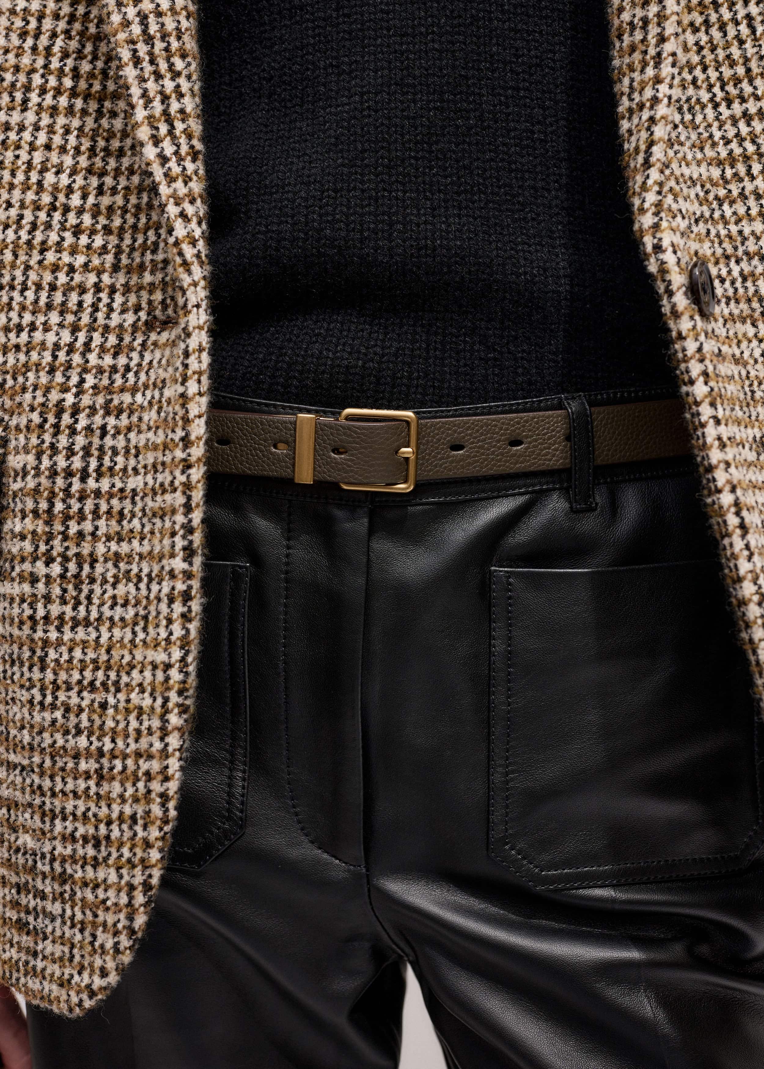 Olive Green Leather Reversible Belt