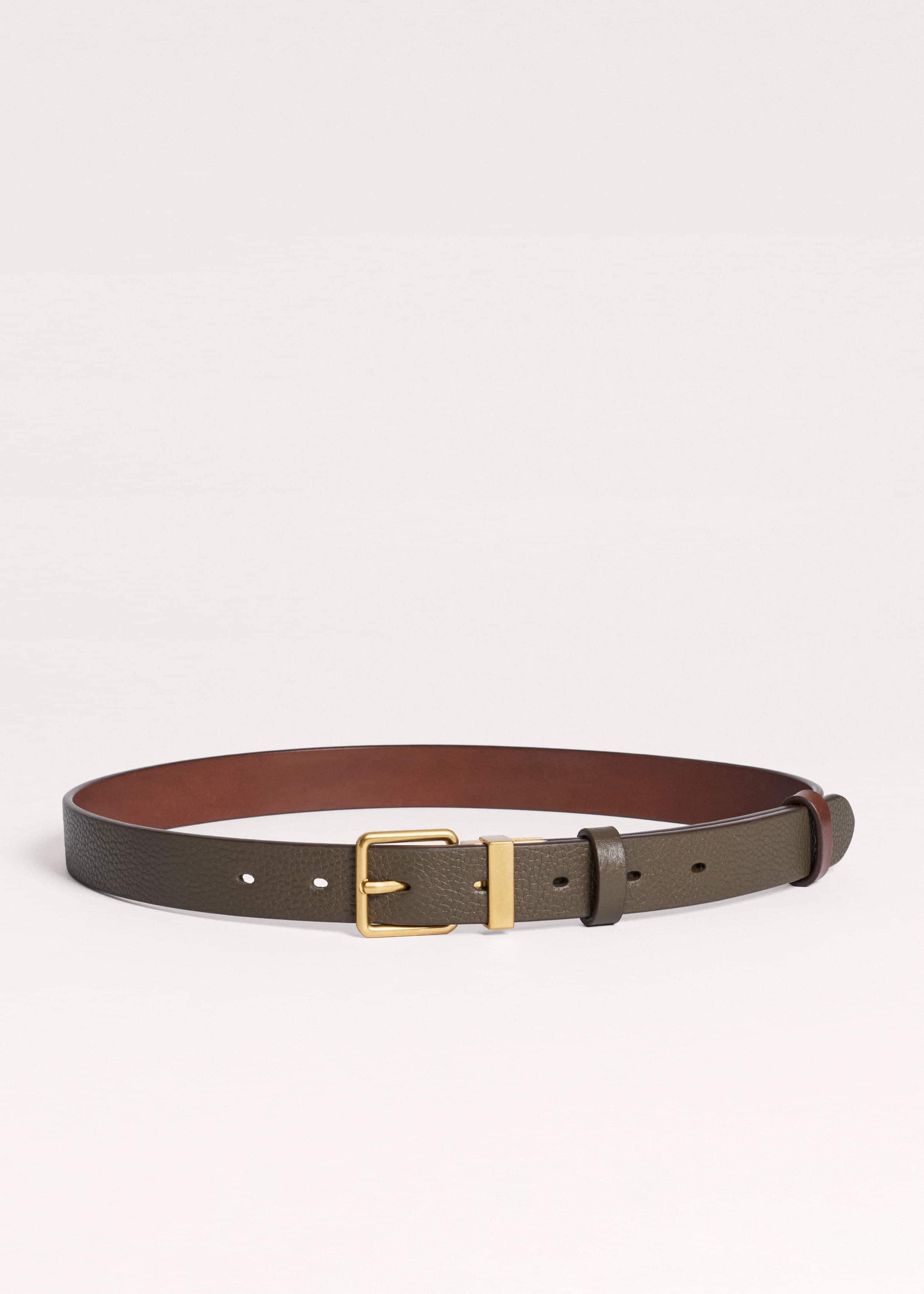 Olive Green Leather Reversible Belt