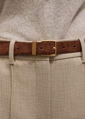 Red Italian Croc Print Reversible Belt
