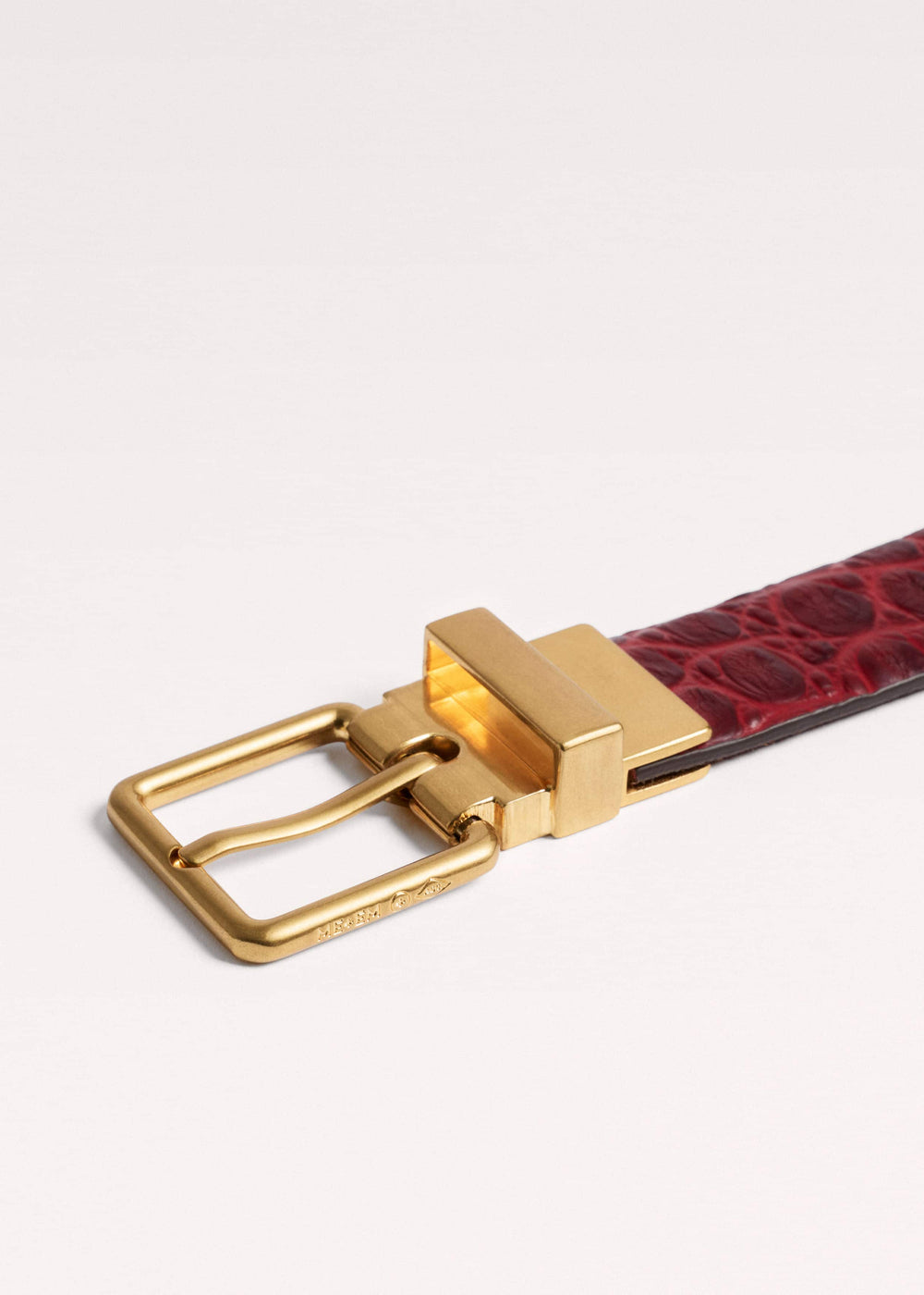 Red Italian Croc Print Reversible Belt