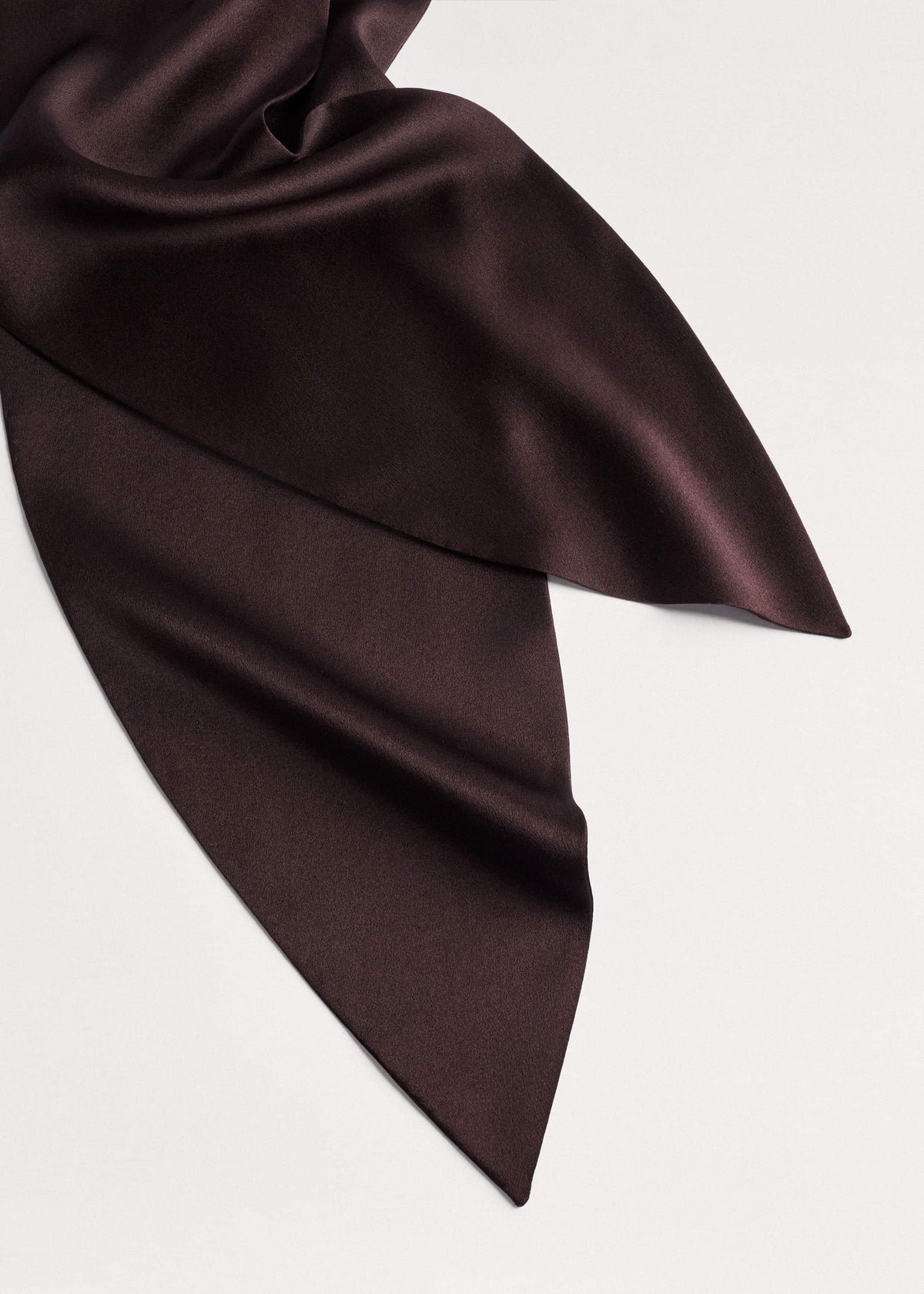 Brown Silk Satin Evening Scarf