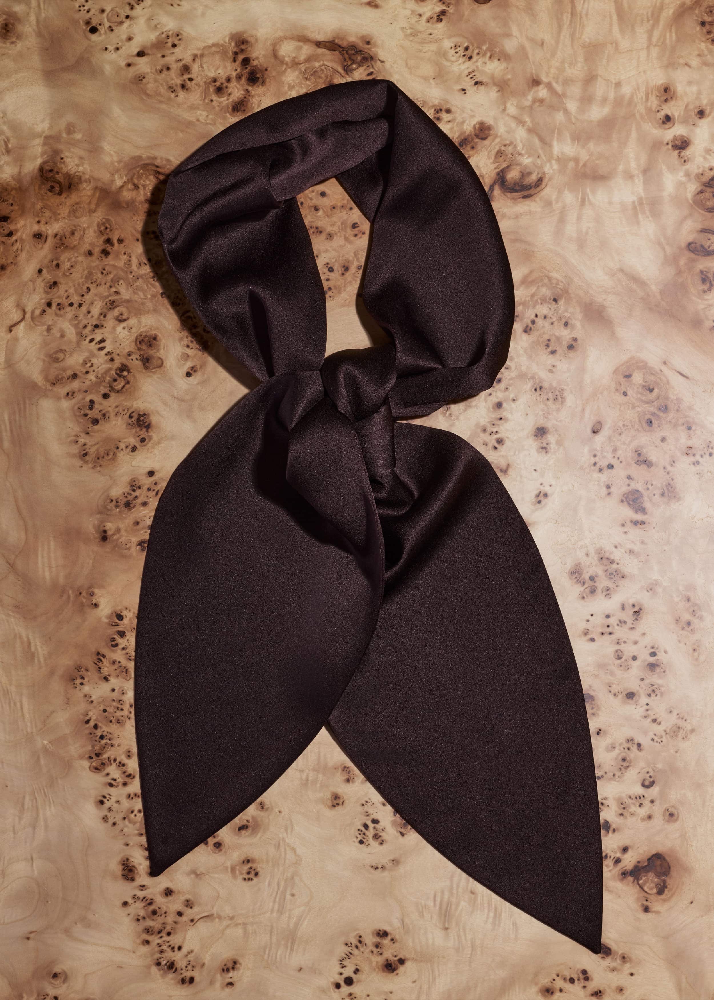 Brown Silk Satin Evening Scarf