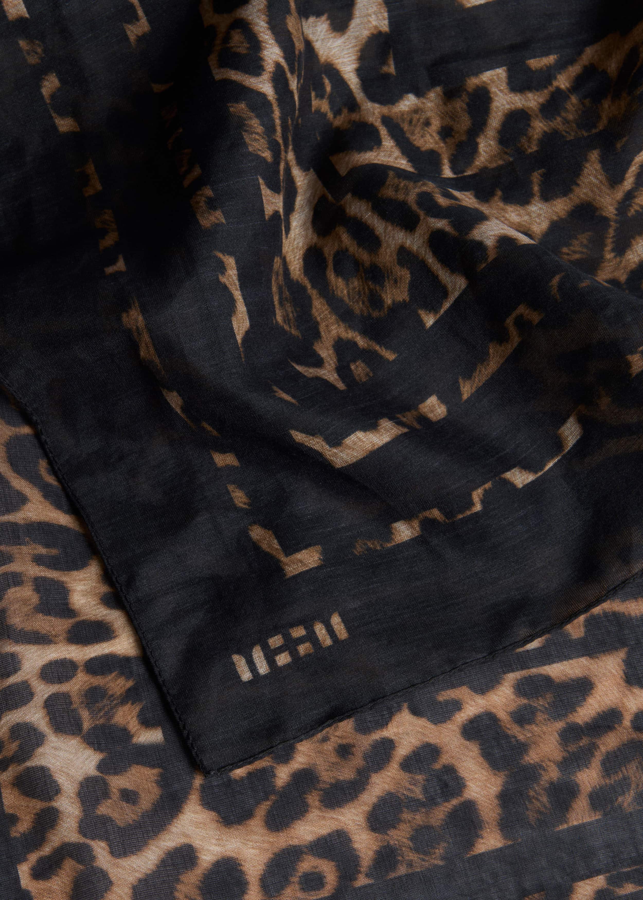 Brown Leopard Border Scarf