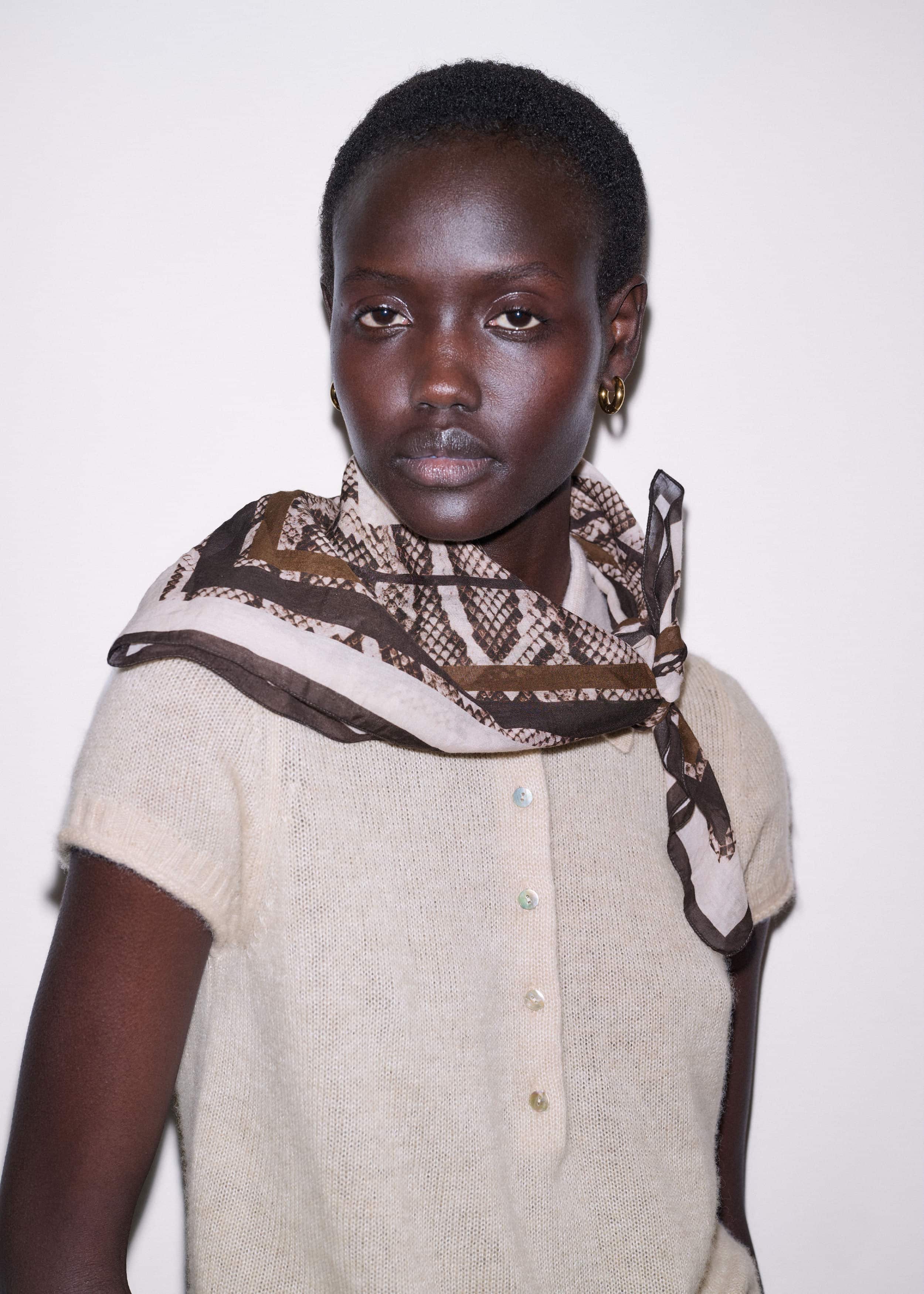 Snake Print Border Scarf
