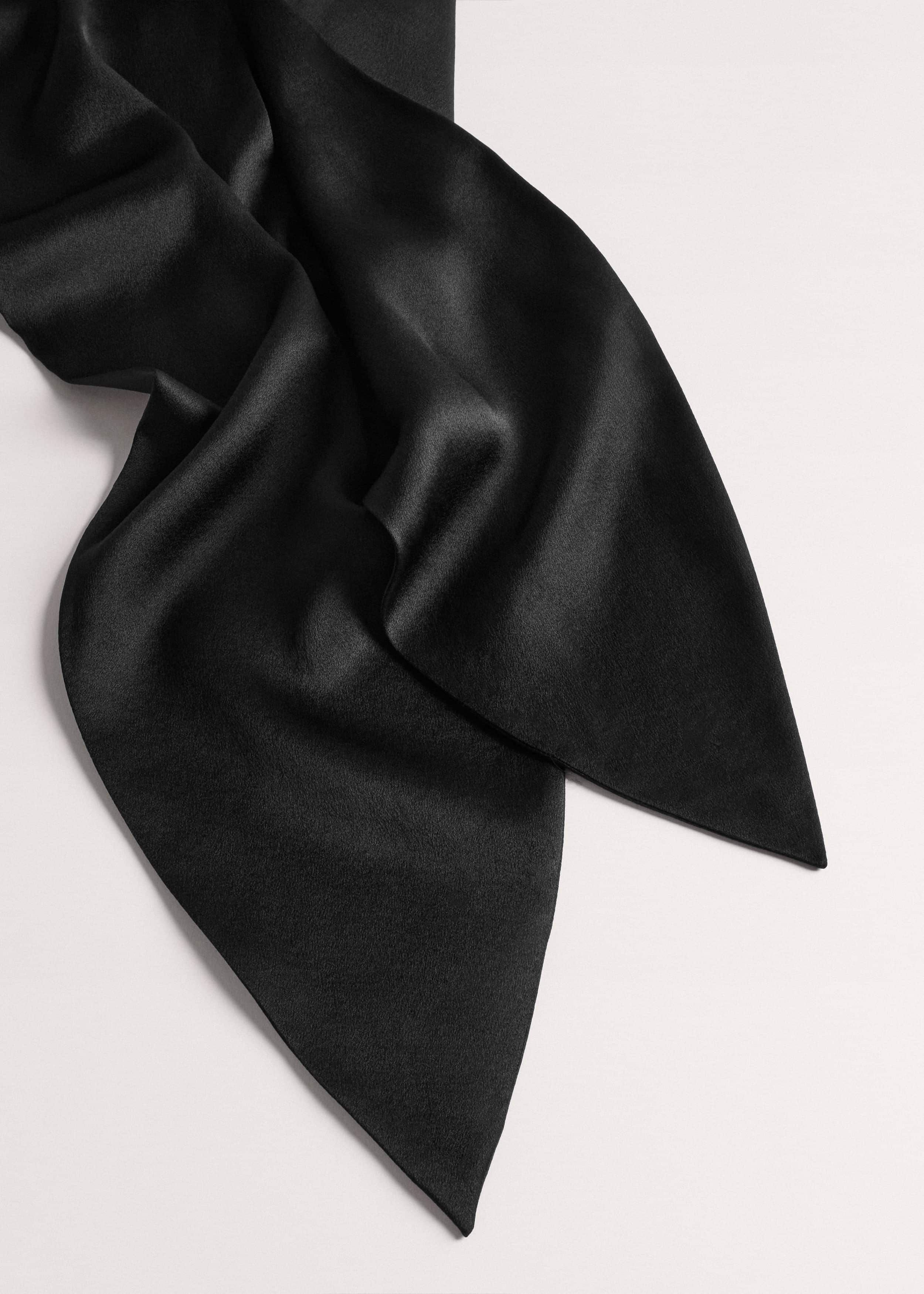 Black Silk Satin Evening Scarf