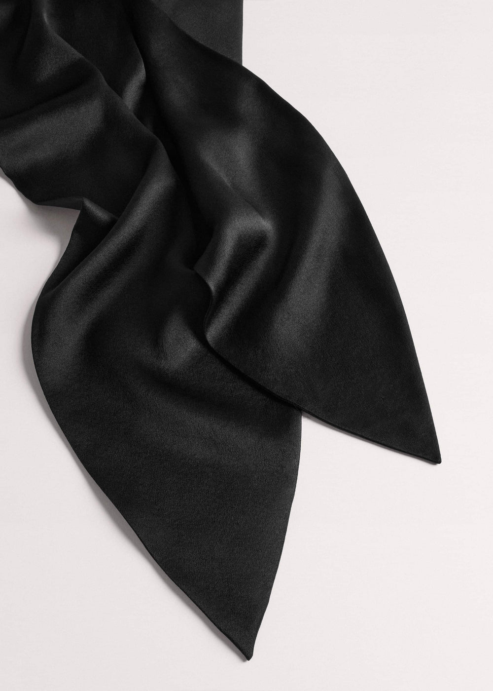 Black Silk Satin Evening Scarf