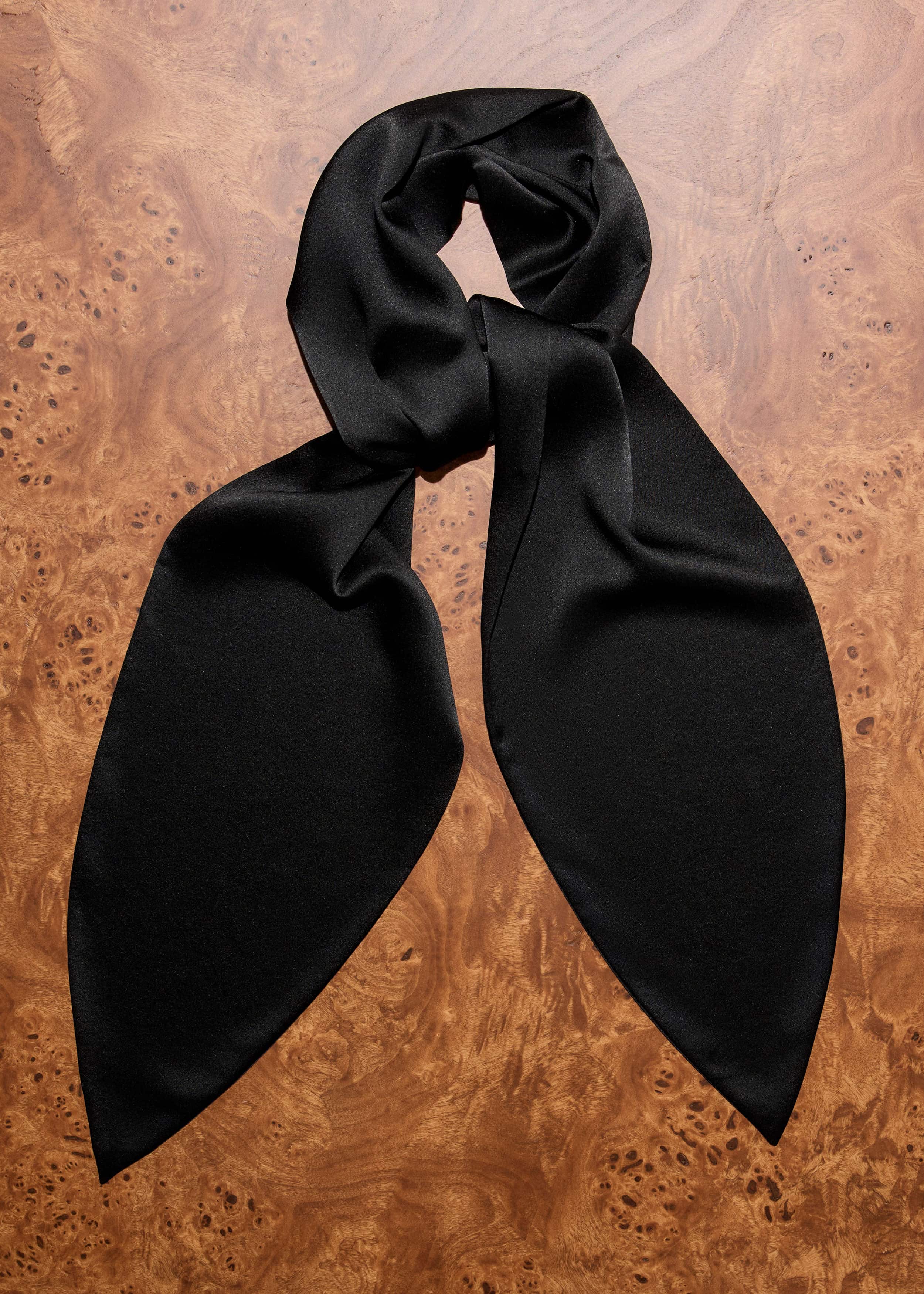Black Silk Satin Evening Scarf