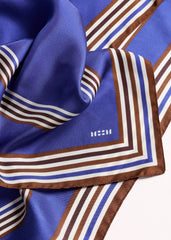Blue Striped Silk Multi-Border Scarf