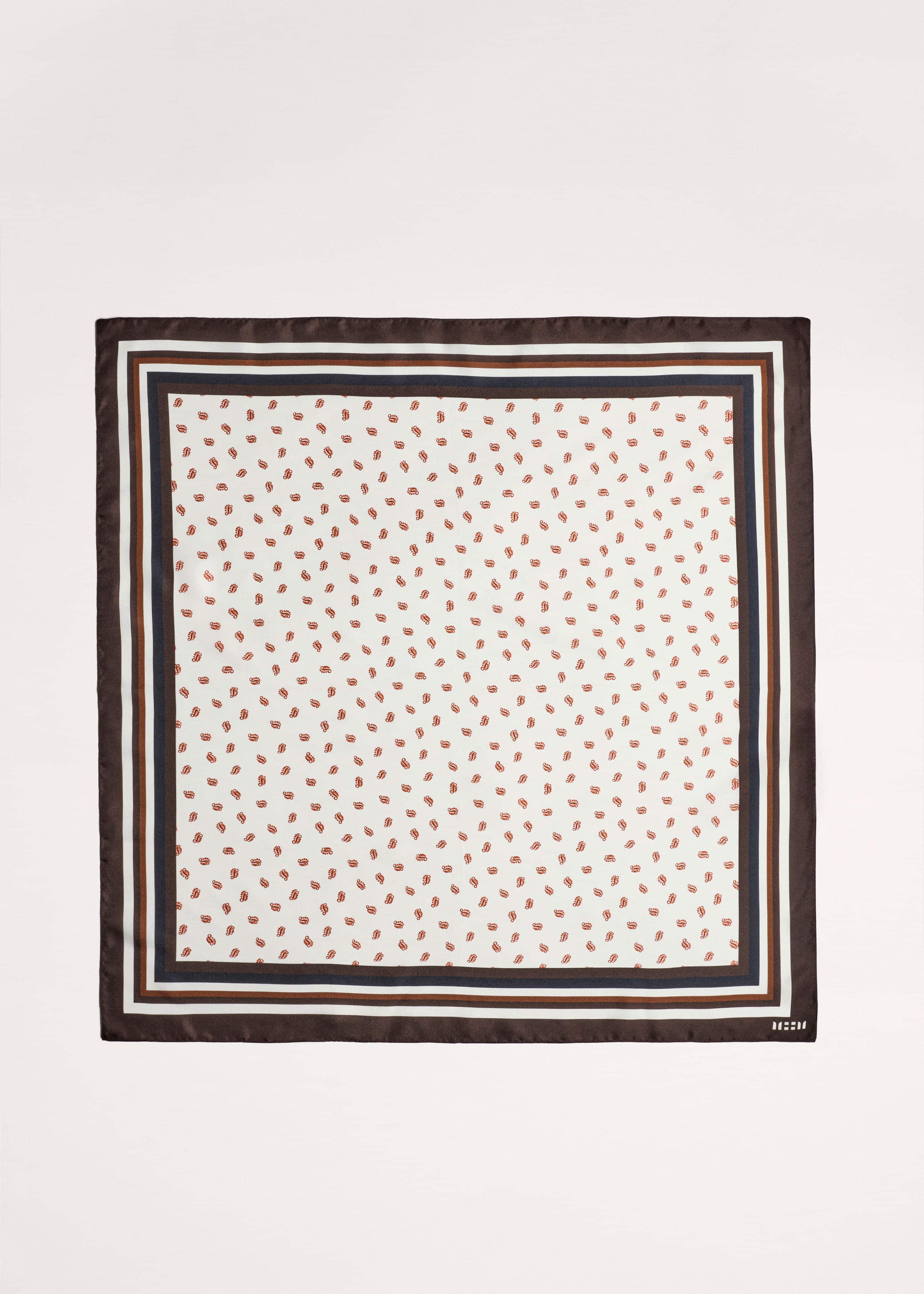 Cream Spaced Paisley Print Silk Scarf