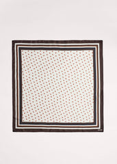 Cream Spaced Paisley Print Silk Scarf