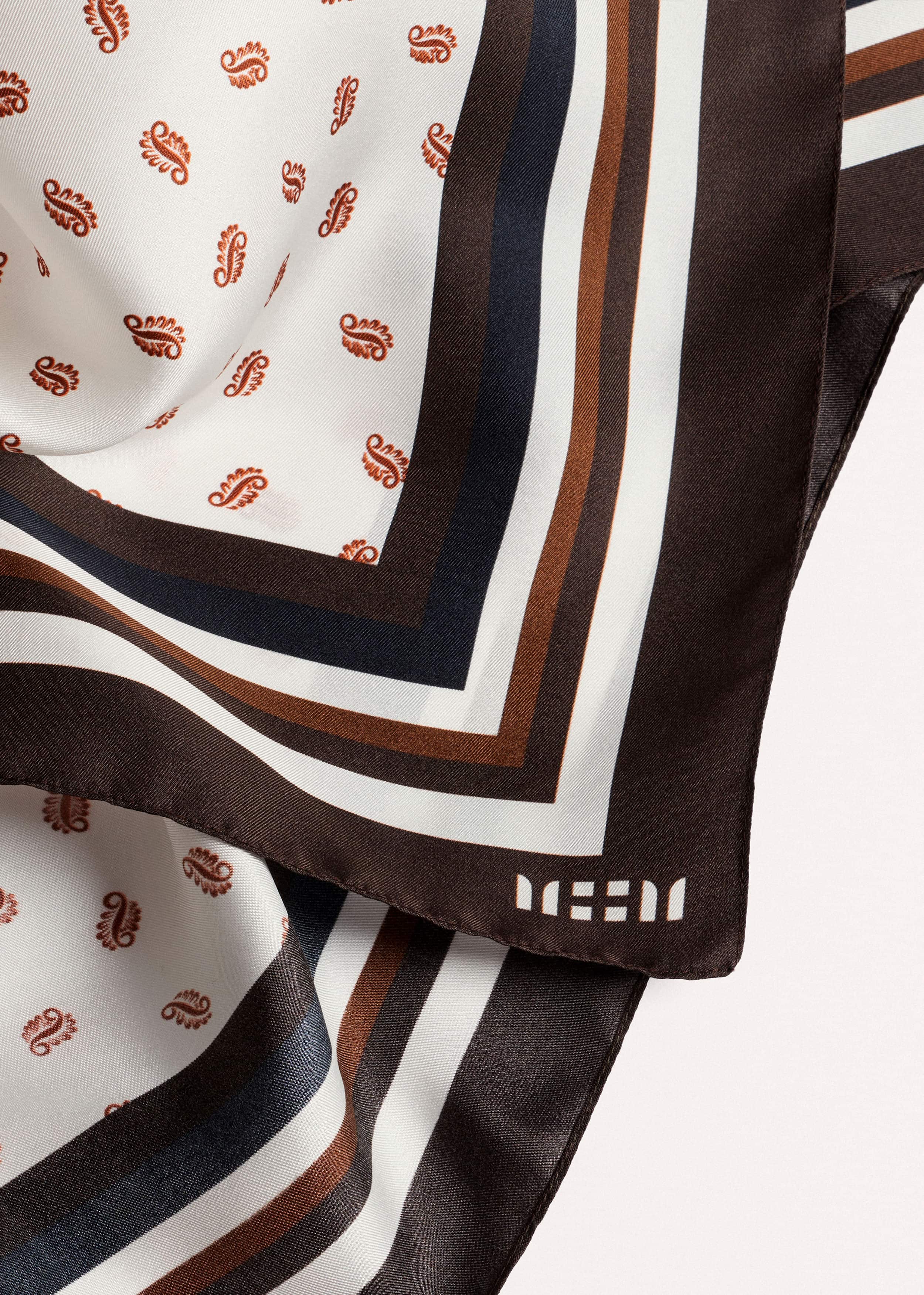 Cream Spaced Paisley Print Silk Scarf