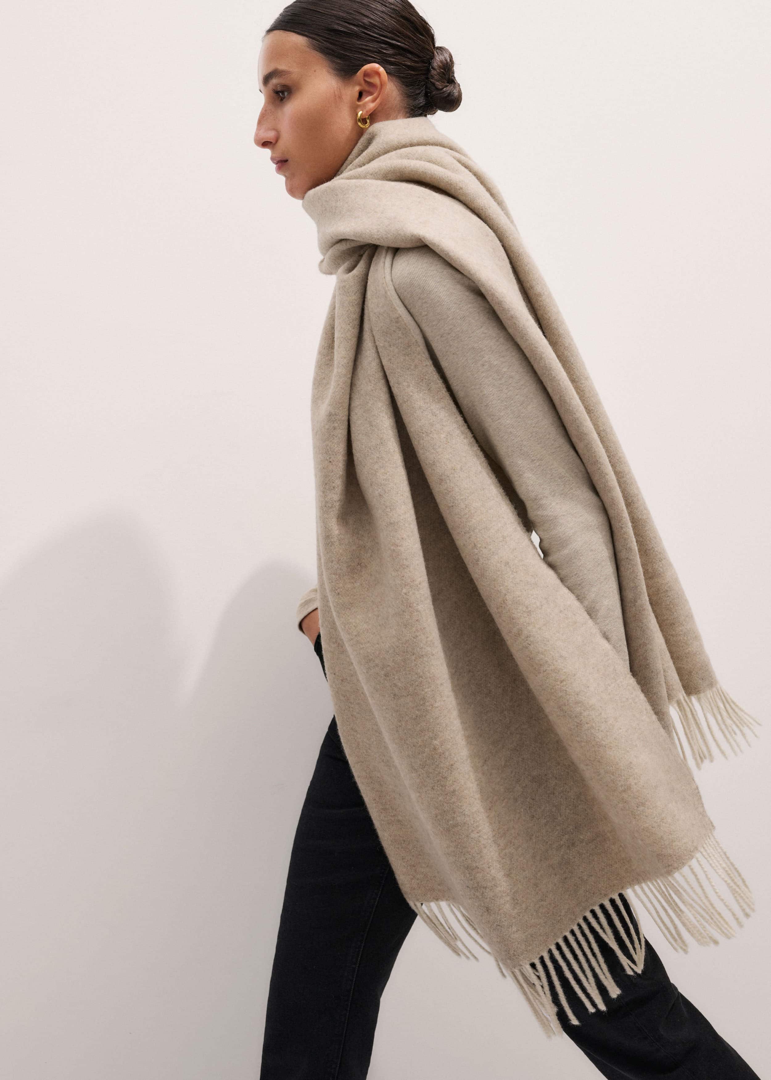 Cream Cashmere Blend Travel Scarf