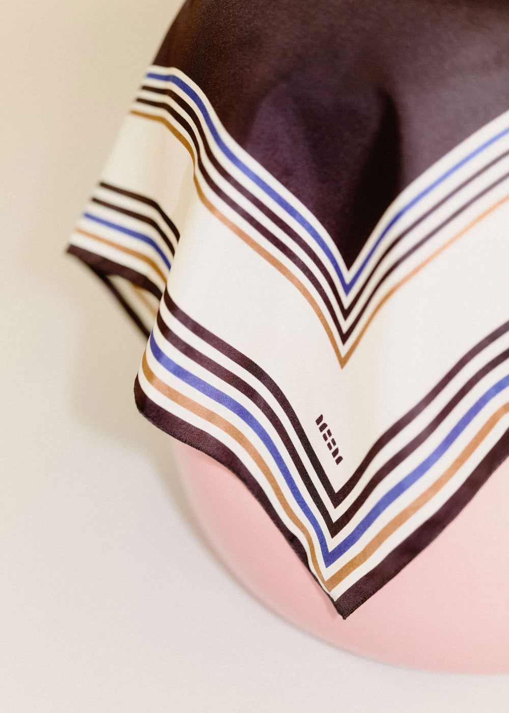 Brown Striped Silk Multi-Border Scarf