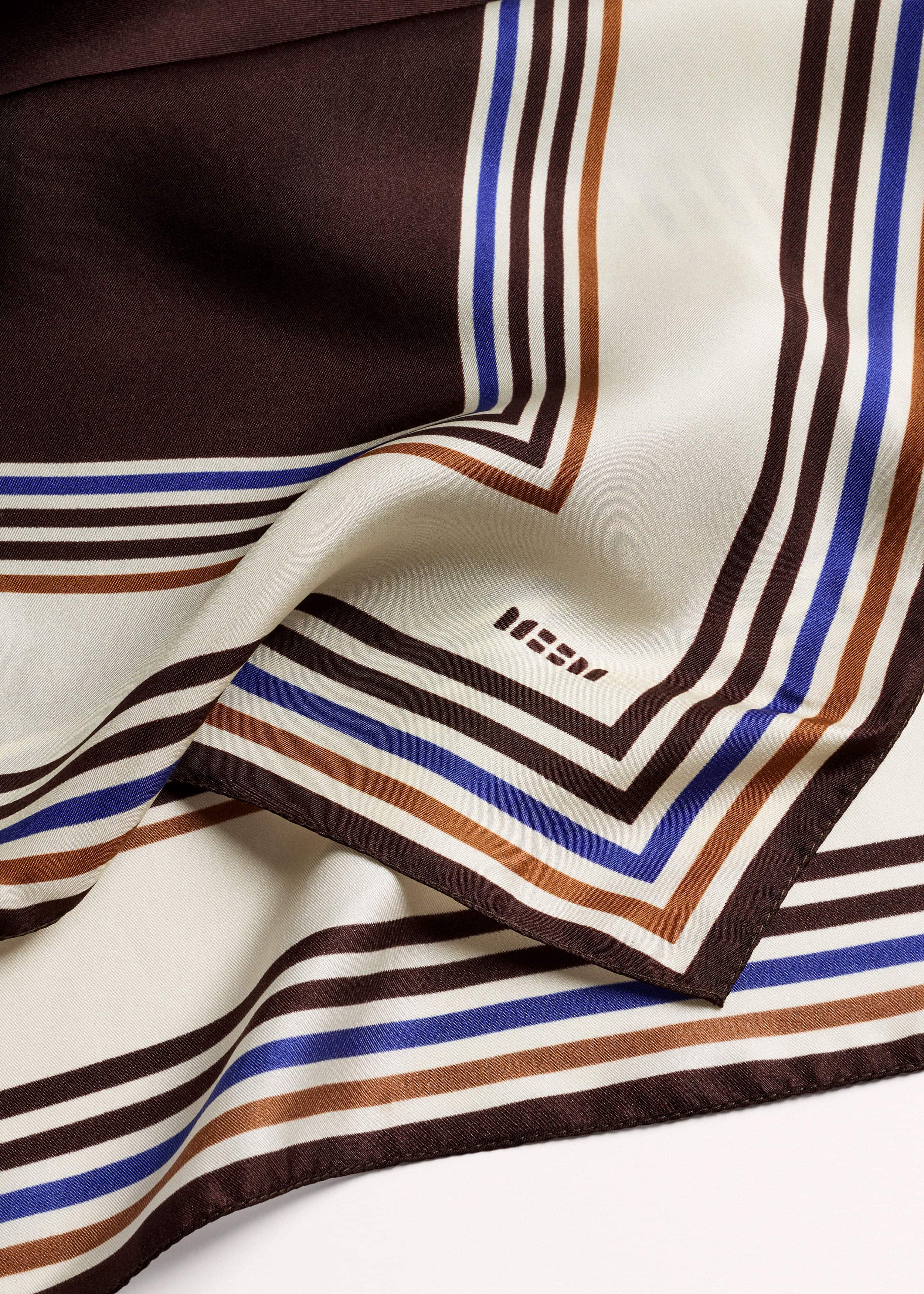 Brown Striped Silk Multi-Border Scarf