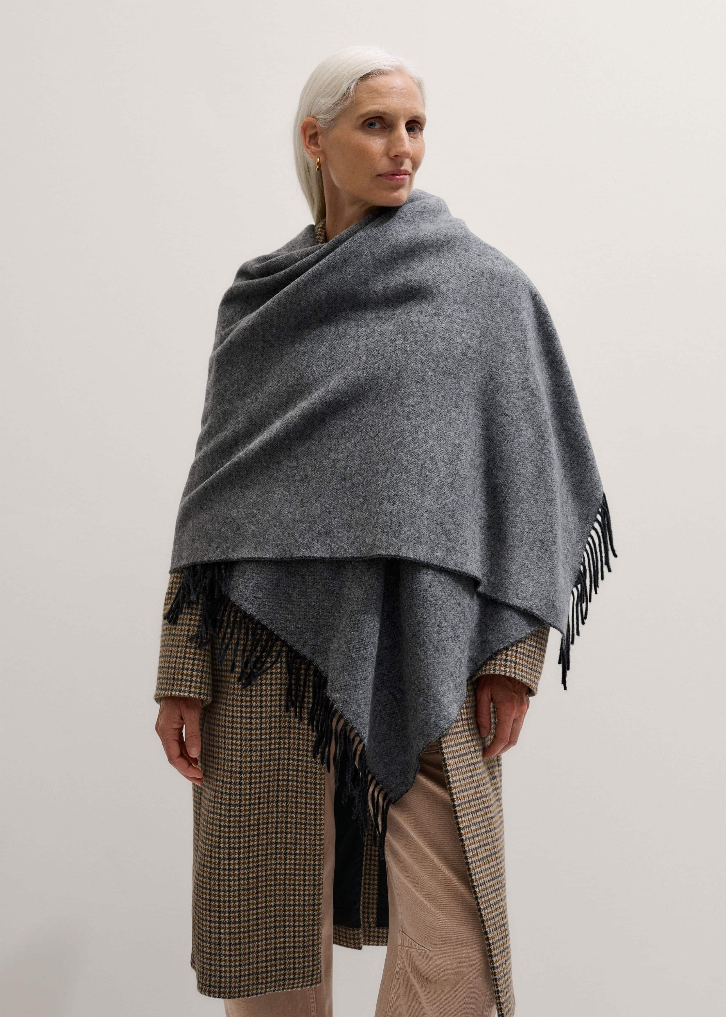 Gray Cashmere Blend Travel Scarf