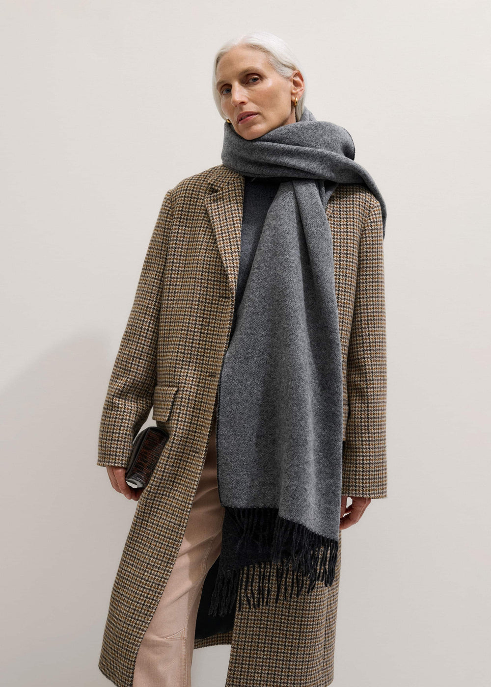 Gray Cashmere Blend Travel Scarf