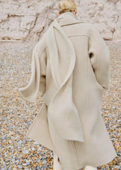 Oatmeal Merino Wool Bouclé Knit Scarf