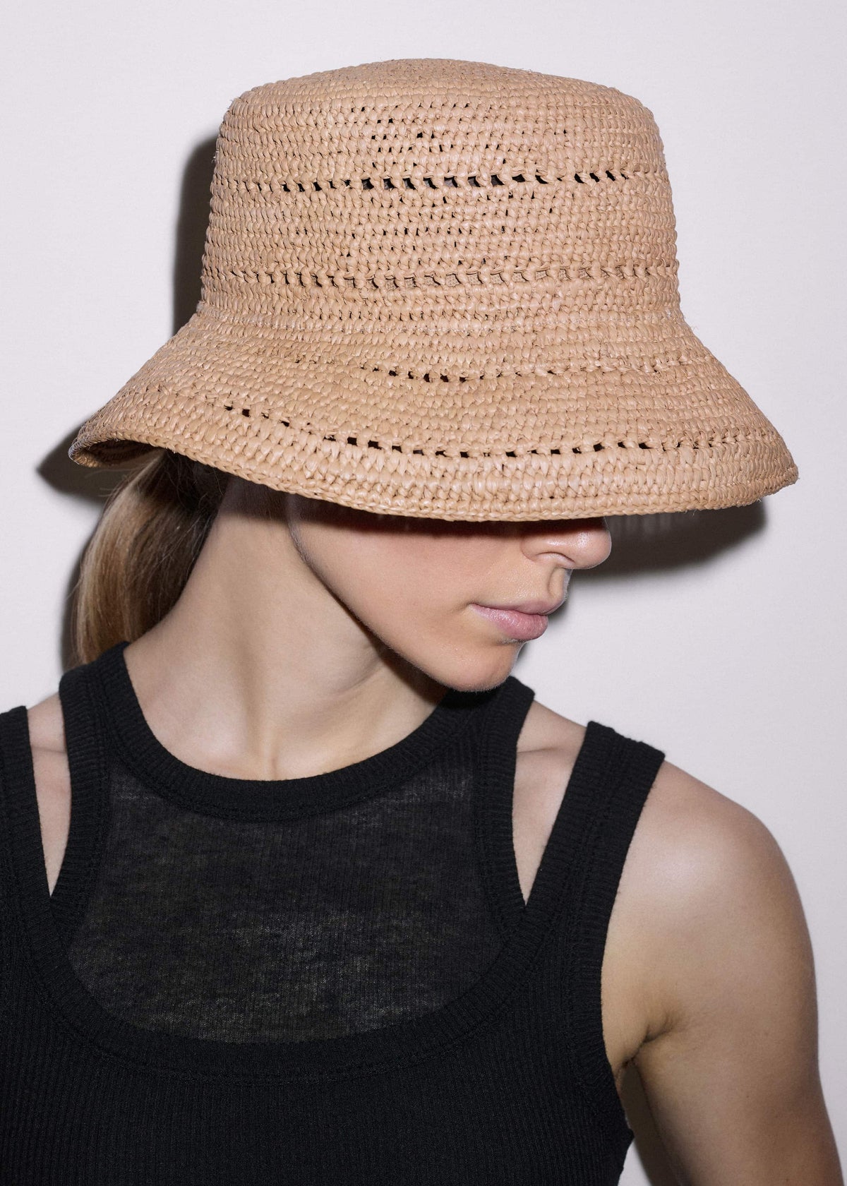 Brown Summer Raffia Bucket Hat