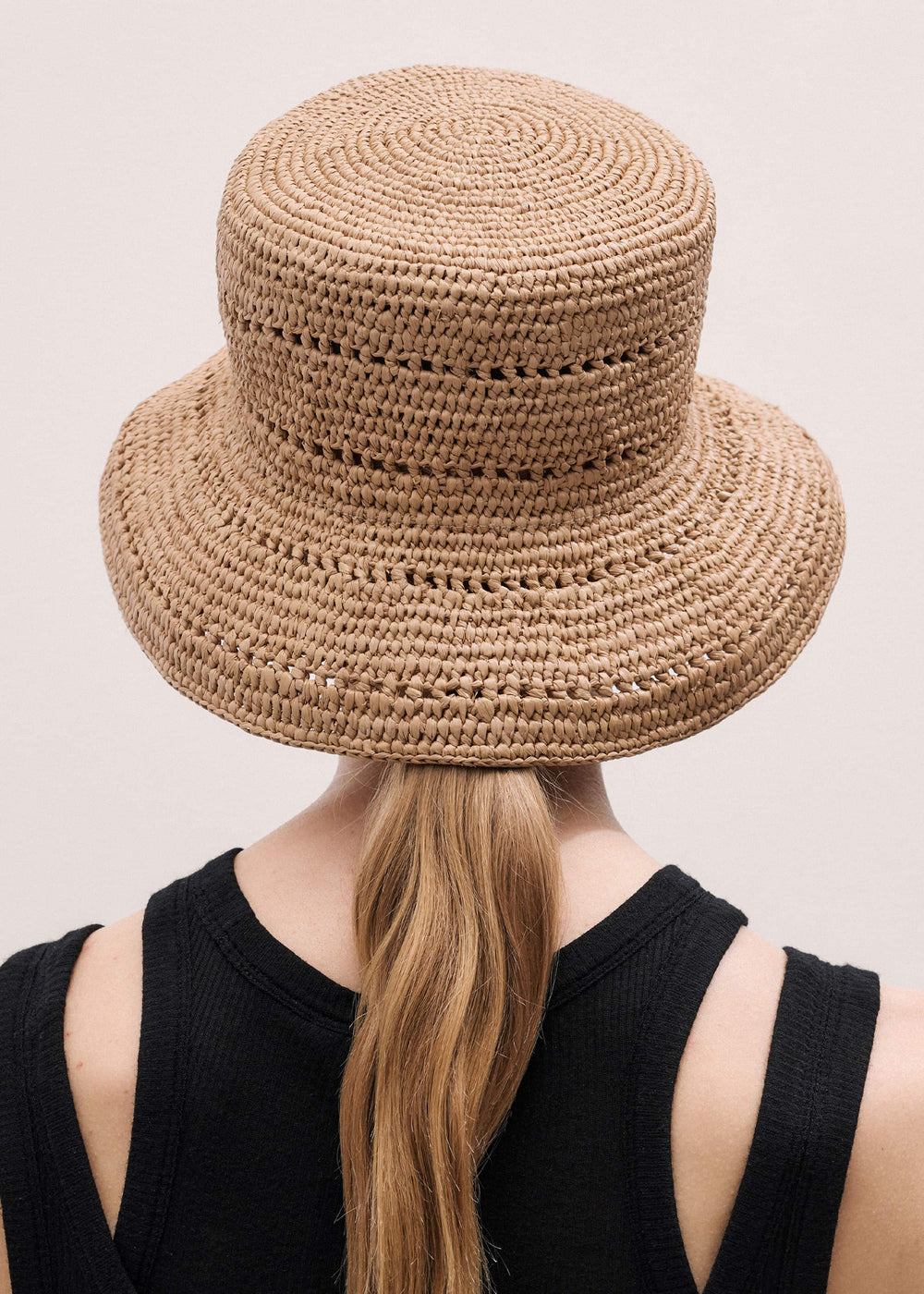 Brown Summer Raffia Bucket Hat