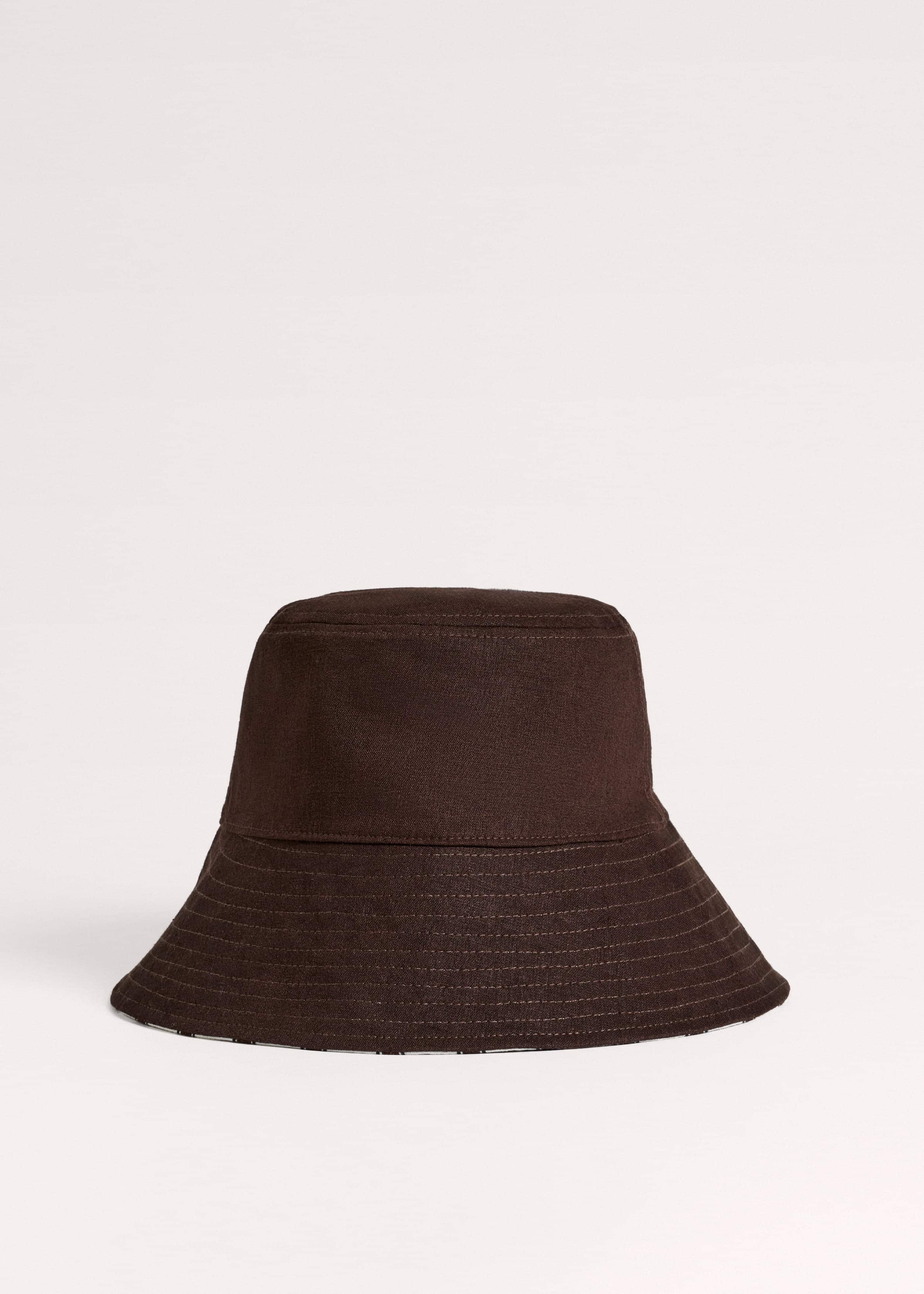 Brown Striped Reversible Bucket Hat